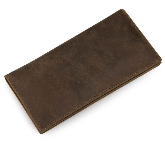 Vintage Crazy Horse Leather Wallet - Classic Long Wallet Design