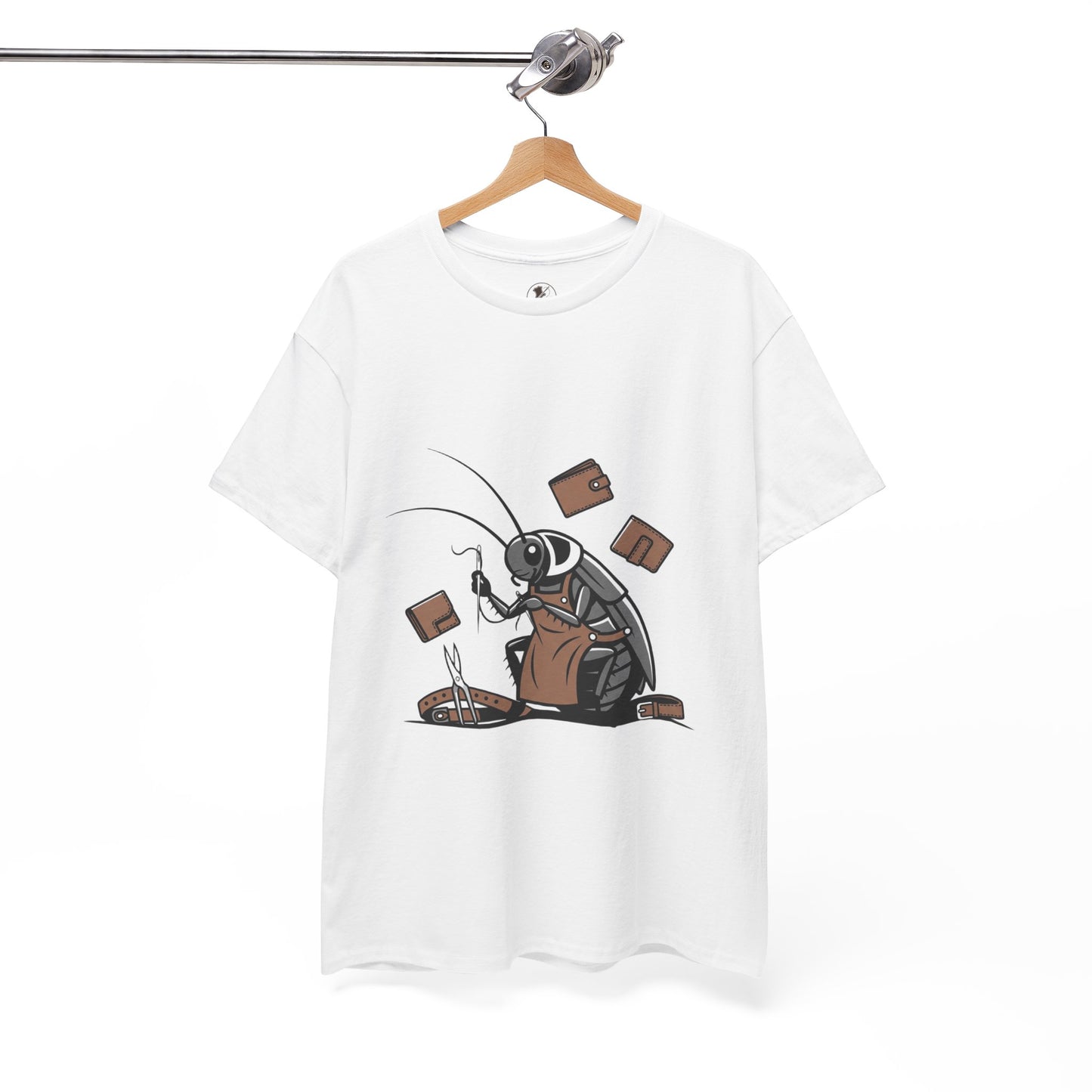 Cockroach Baker Unisex Heavy Cotton Tee - Funny Graphic Tee for Animal Lovers and Home Cooks, Unique Gift Idea - ArtOm_farm™ LEATHER