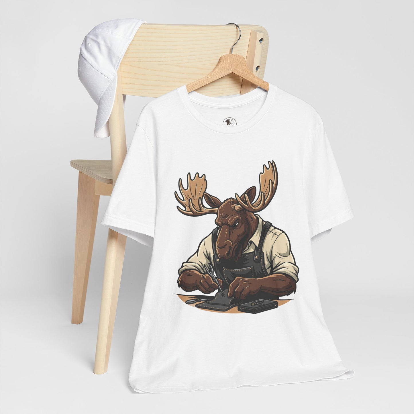 Moose Graphic Tee - Funny Animal Shirt for Nature Lovers, Unique Casual Outfit in Woodland Style - ArtOm_farm™ LEATHER
