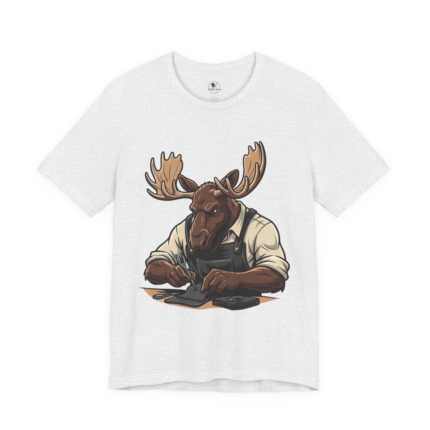 Moose Graphic Tee - Funny Animal Shirt for Nature Lovers, Unique Casual Outfit in Woodland Style - ArtOm_farm™ LEATHER