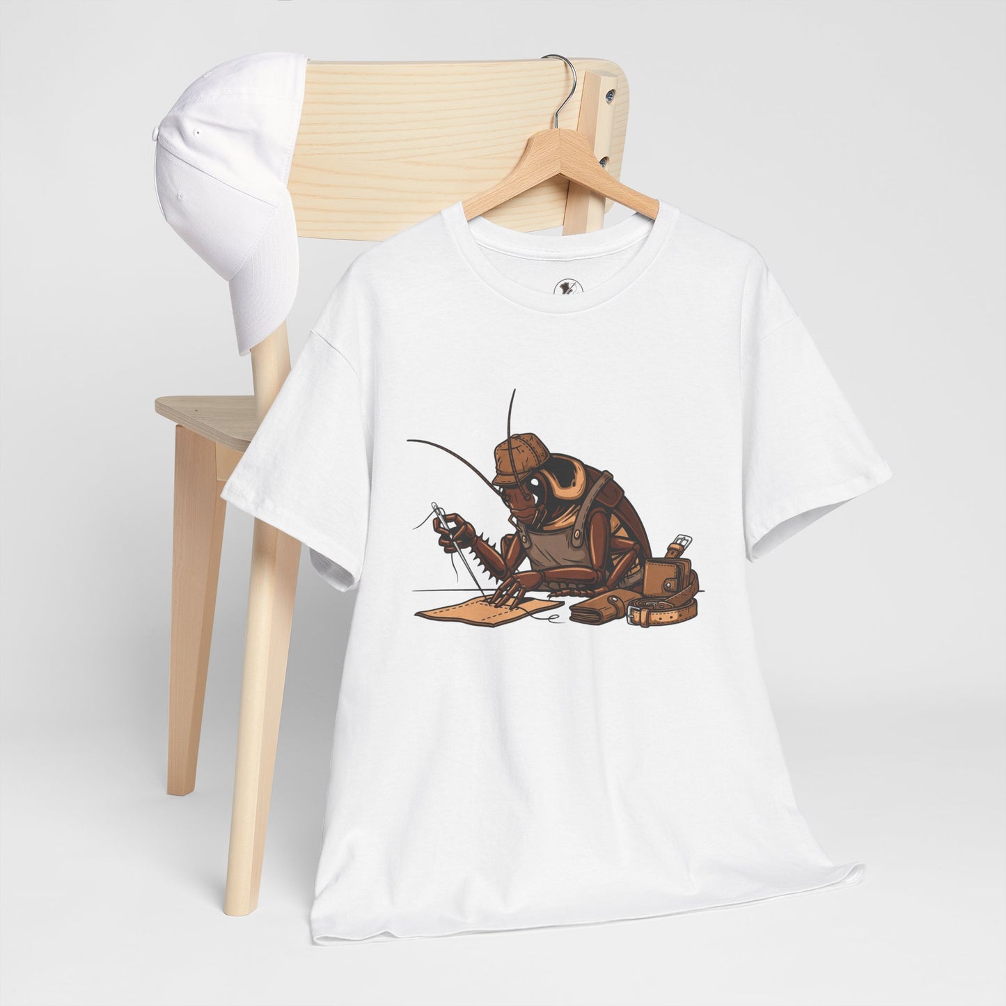 Creative Fishing Tee - Eco-Friendly Fishing Shirt with Cartoon Crab Design, Perfect Gift for Fisherman, Unisex Heavy Cotton Tee - ArtOm_farm™ LEATHER