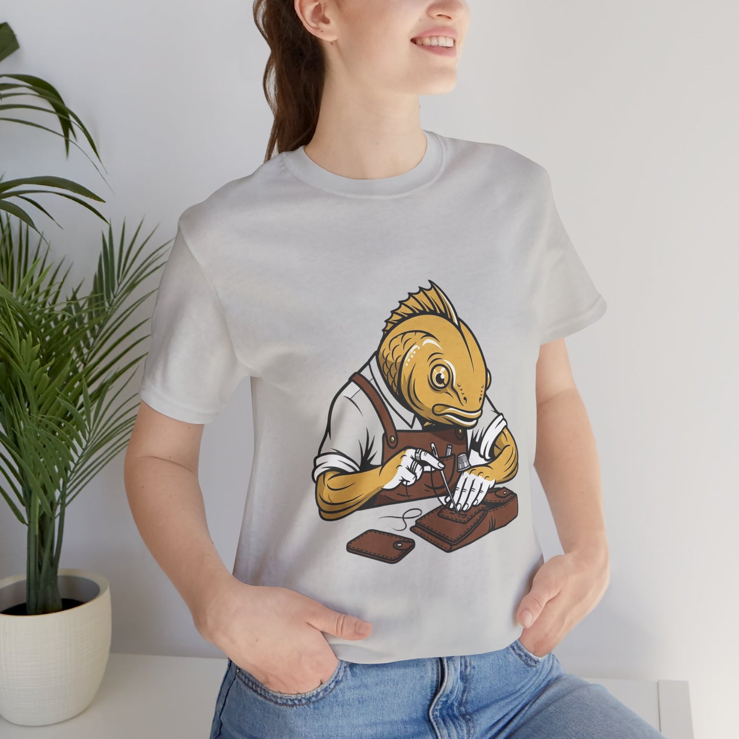 Creative Fish Artist Tee - Unique Graphic Tee for Art Lovers, Eco-Friendly Casual Wear - ArtOm_farm™ LEATHER 