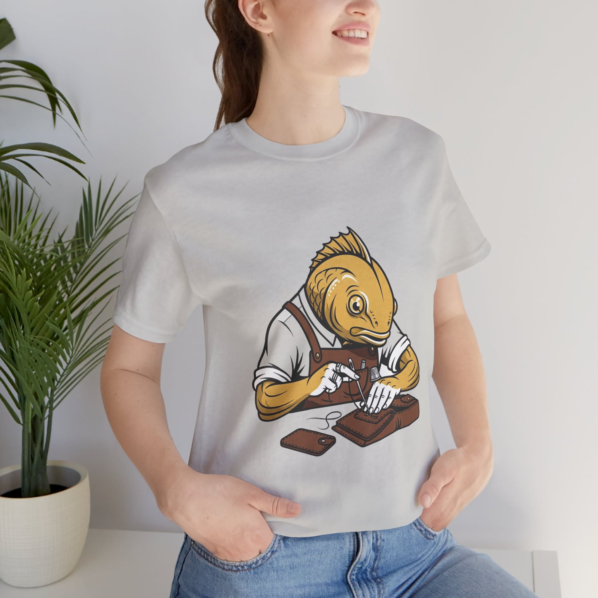 Creative Fish Artist Tee - Unique Graphic Tee for Art Lovers, Eco-Friendly Casual Wear - ArtOm_farm™ LEATHER 