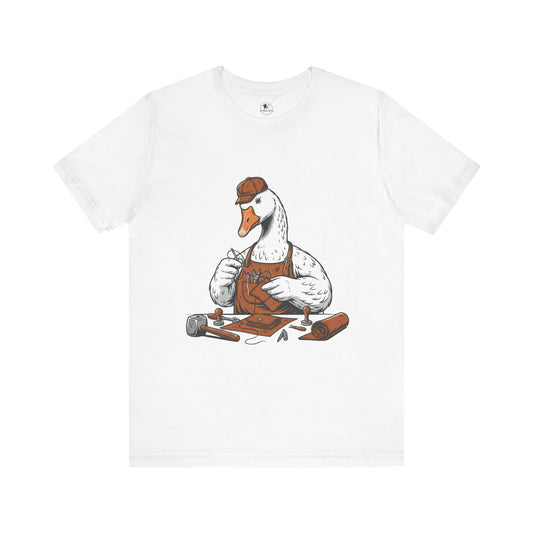 Creative Duck Artisan Tee - Unisex Graphic T-Shirt, Unique Gift for Crafters, Fun Animal Shirt, Artisan Duck Tee - ArtOm_farm™ LEATHER