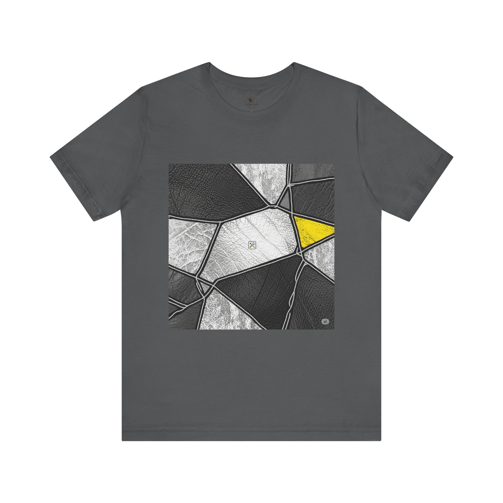 Stylish Geometric Graphic Tee - Modern Art T-Shirt for Casual Wear | Unisex Short Sleeve Shirt, Perfect Gift for Art Lovers and Unique Personal Style - ArtOm_farm™ LEATHER
