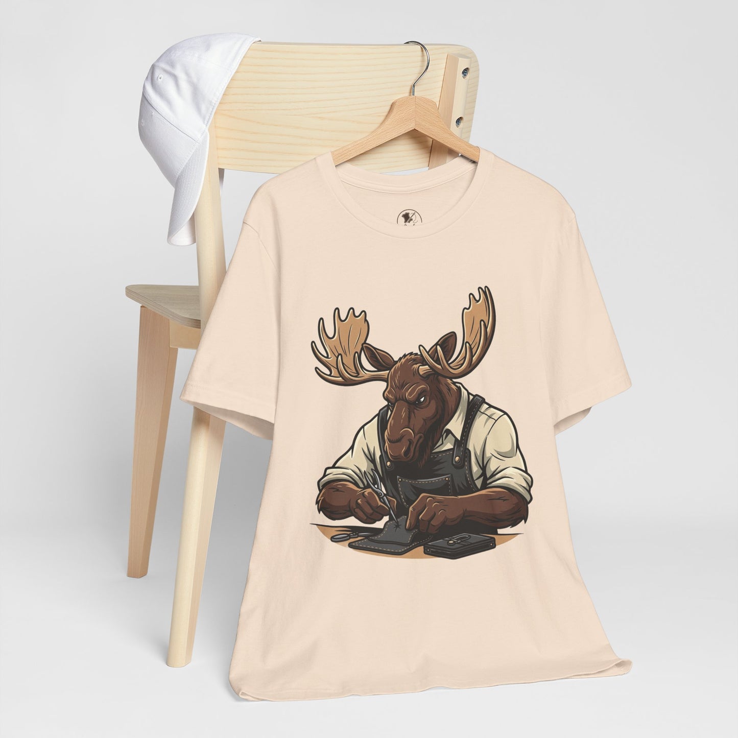 Moose Graphic Tee - Funny Animal Shirt for Nature Lovers, Unique Casual Outfit in Woodland Style - ArtOm_farm™ LEATHER 