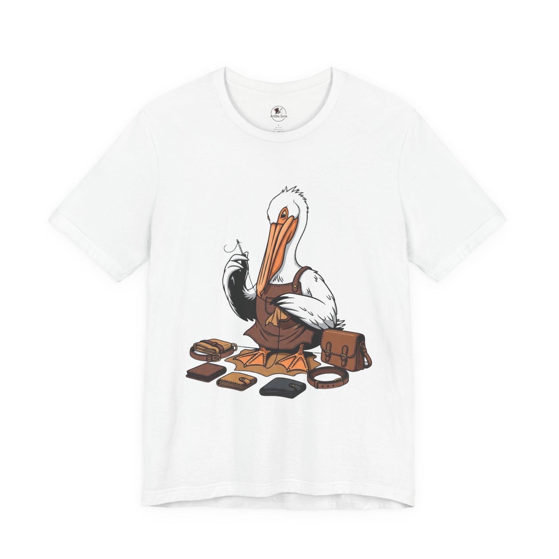 Whimsical Pelican Tee - Fun Beach T-Shirt for Casual Summer Style and Nature Lovers - ArtOm_farm™ LEATHER
