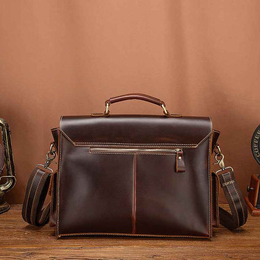 Top Layer Crazy Horse Leather Bag for Vintage Men