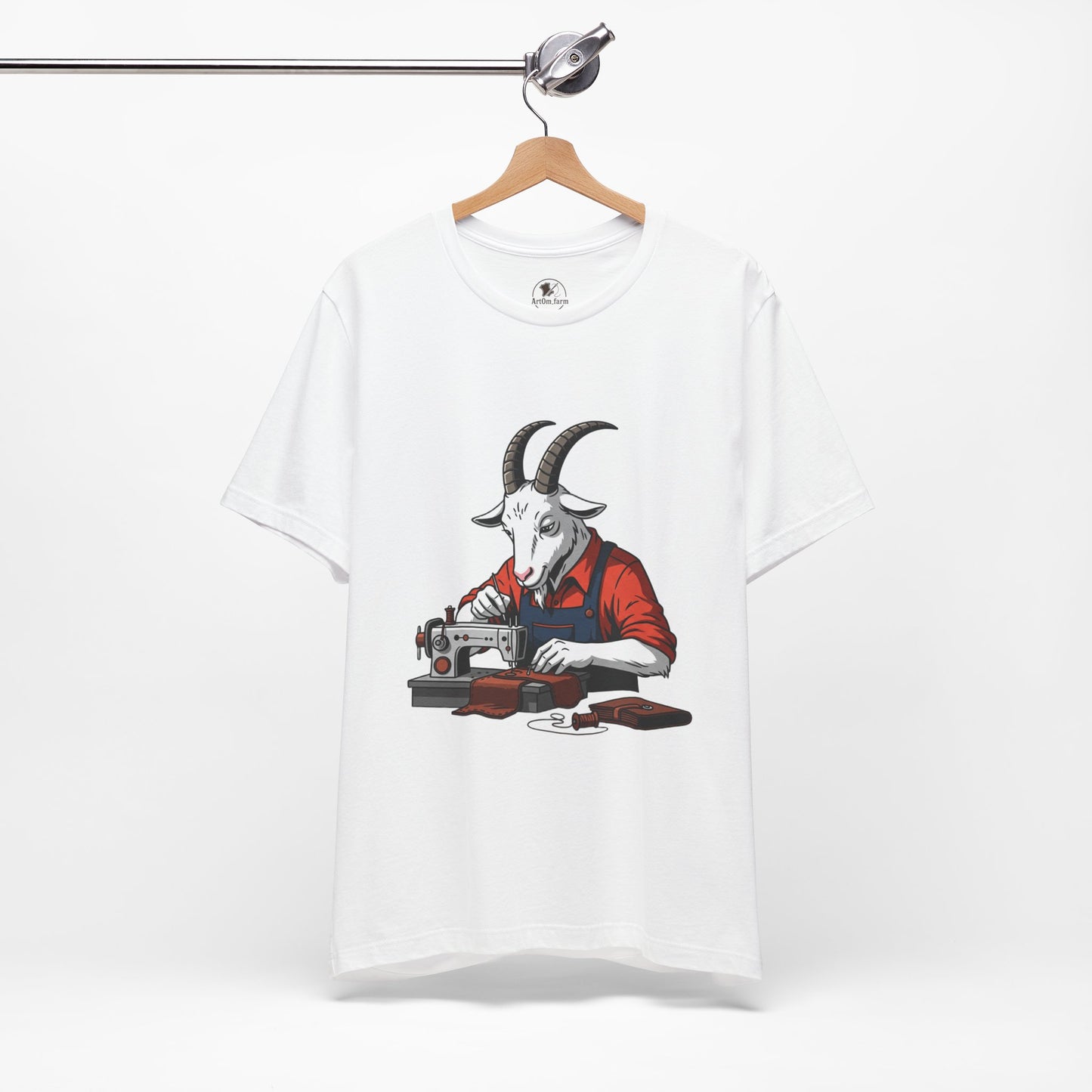 Creative Goat Tailor Tee - Funny Graphic Shirt for Crafters and Art Lovers, Unique Quirky Gift for Casual Wear - ArtOm_farm™ LEATHER