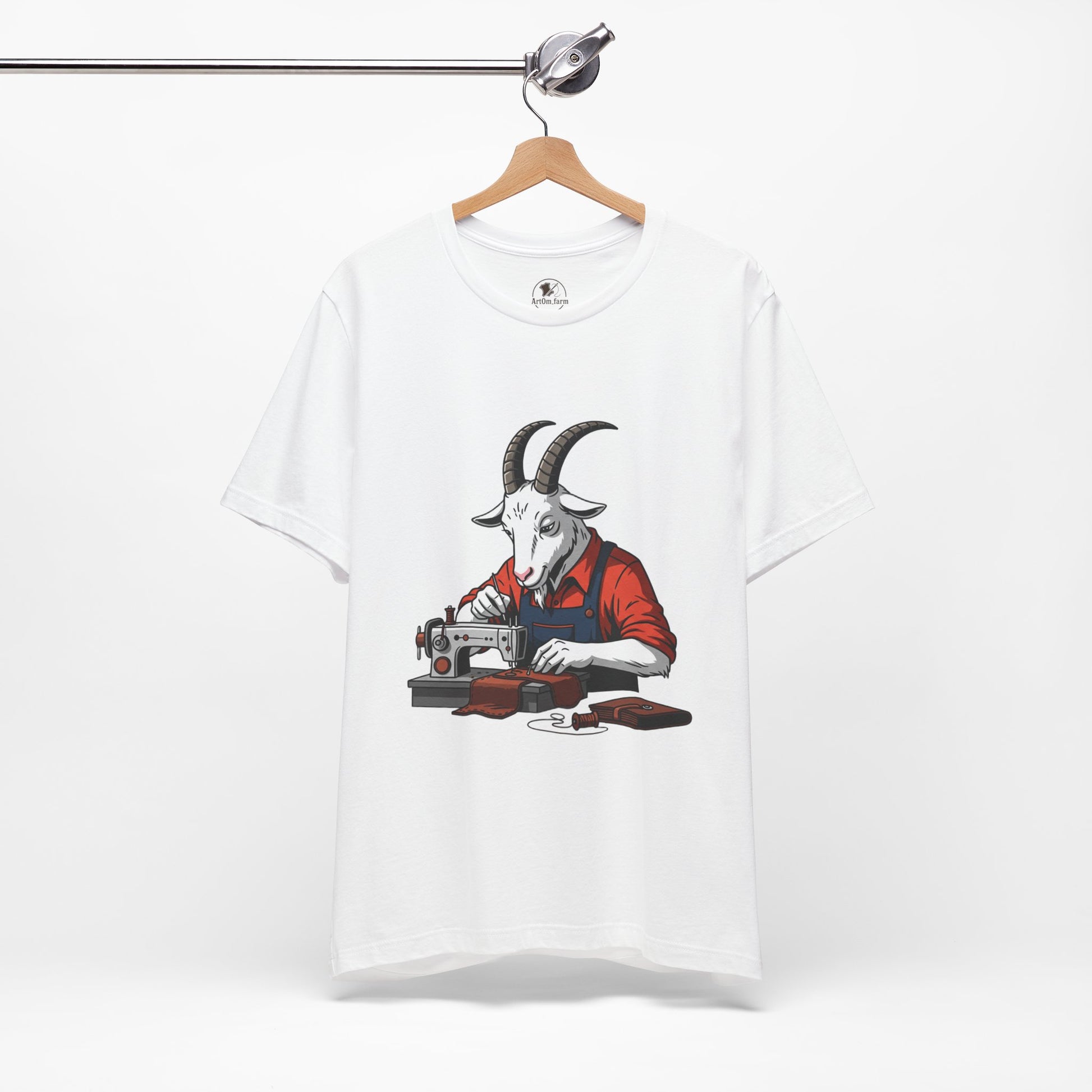 Creative Goat Tailor Tee - Funny Graphic Shirt for Crafters and Art Lovers, Unique Quirky Gift for Casual Wear - ArtOm_farm™ LEATHER