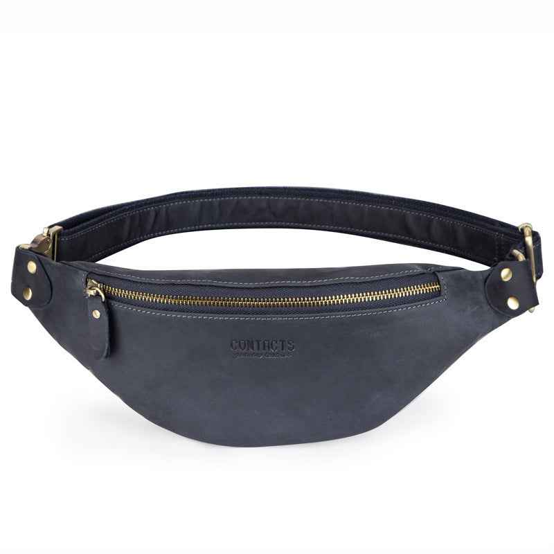 Men's Genuine Leather Belt Bag - Retro Crazy Horse Leather Design