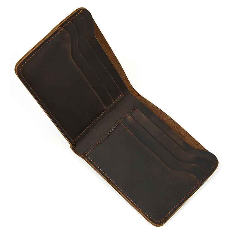 Men's Crazy Horse Leather Short Wallet "Retro"