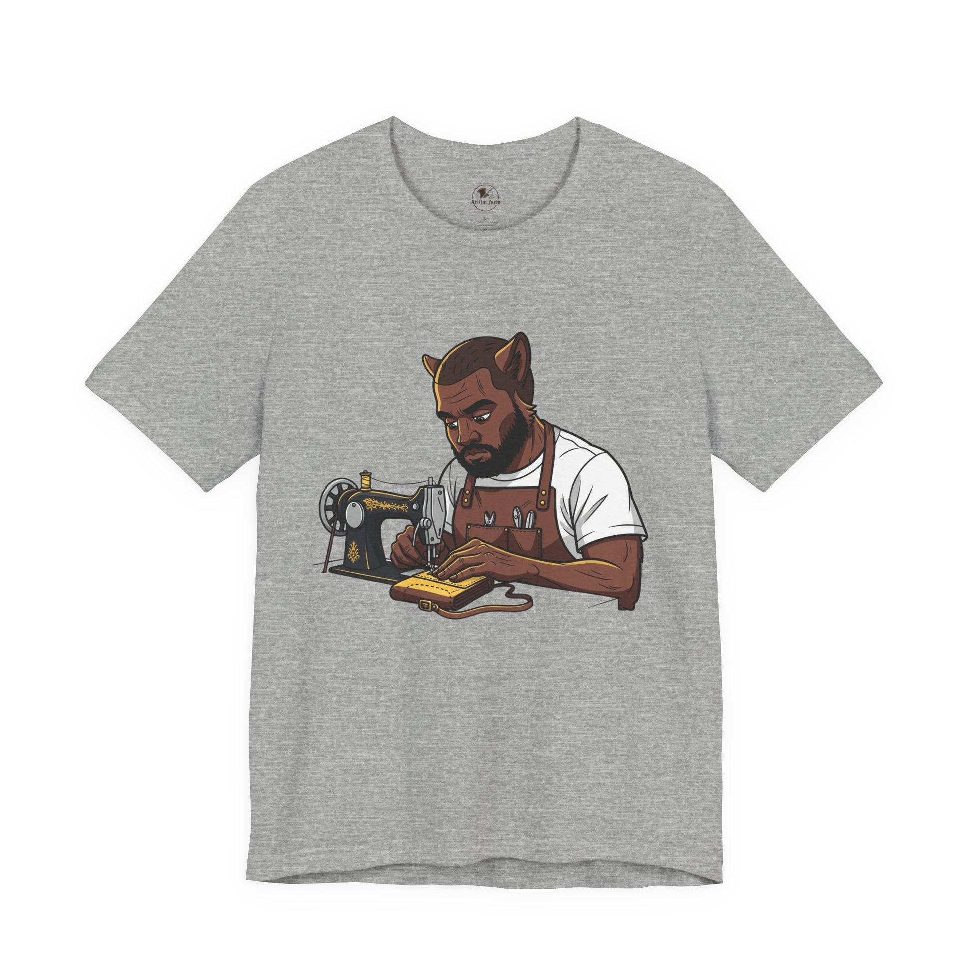 Crafty Cat Sewing T-Shirt, Funny Handmade Apparel for Cat Lovers and Creatives - ArtOm_farm™ LEATHER 