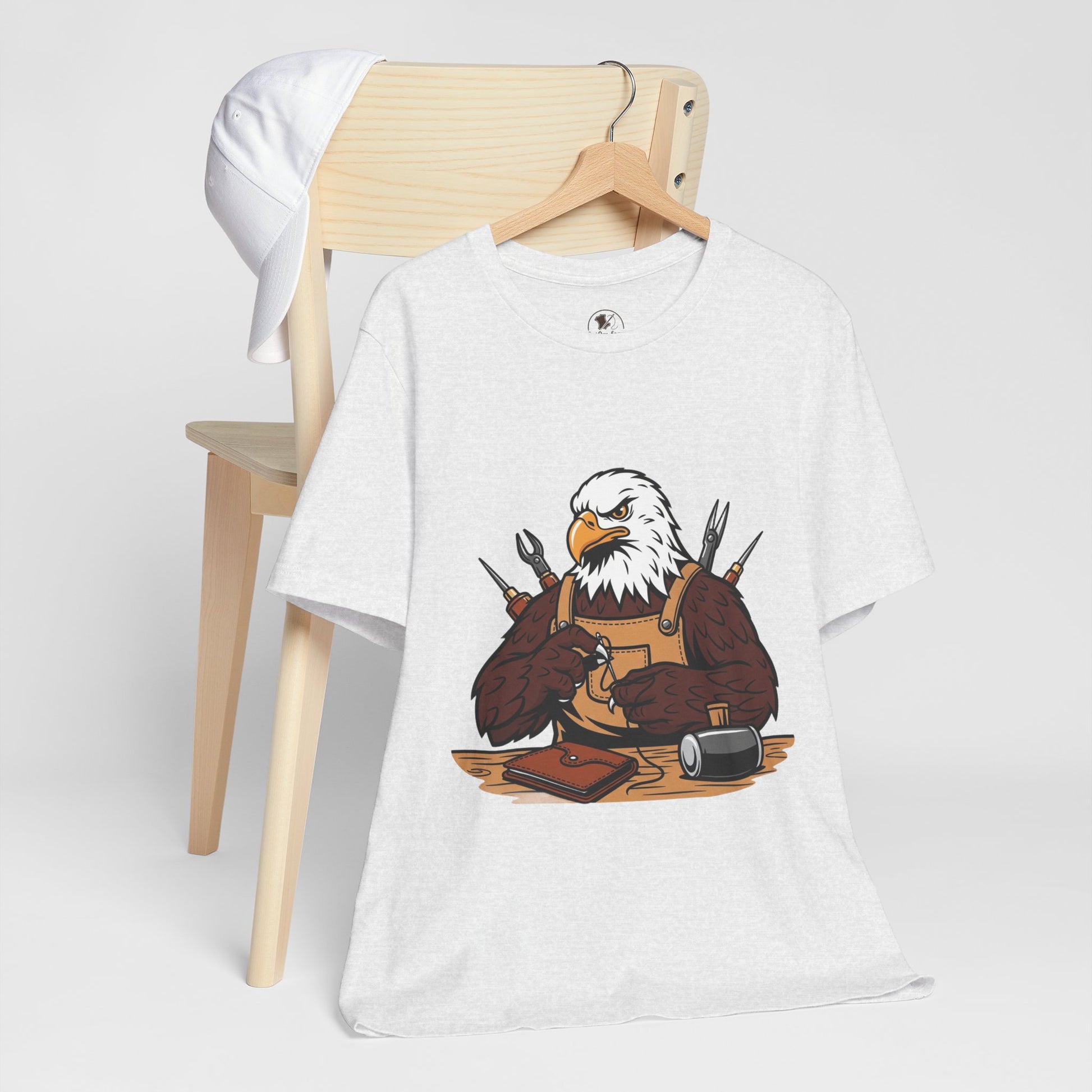 Crafty Eagle DIY Shirt - Unisex Tee for Crafters, Eagle Graphic Design, Gift for Men and Women - ArtOm_farm™ LEATHER 