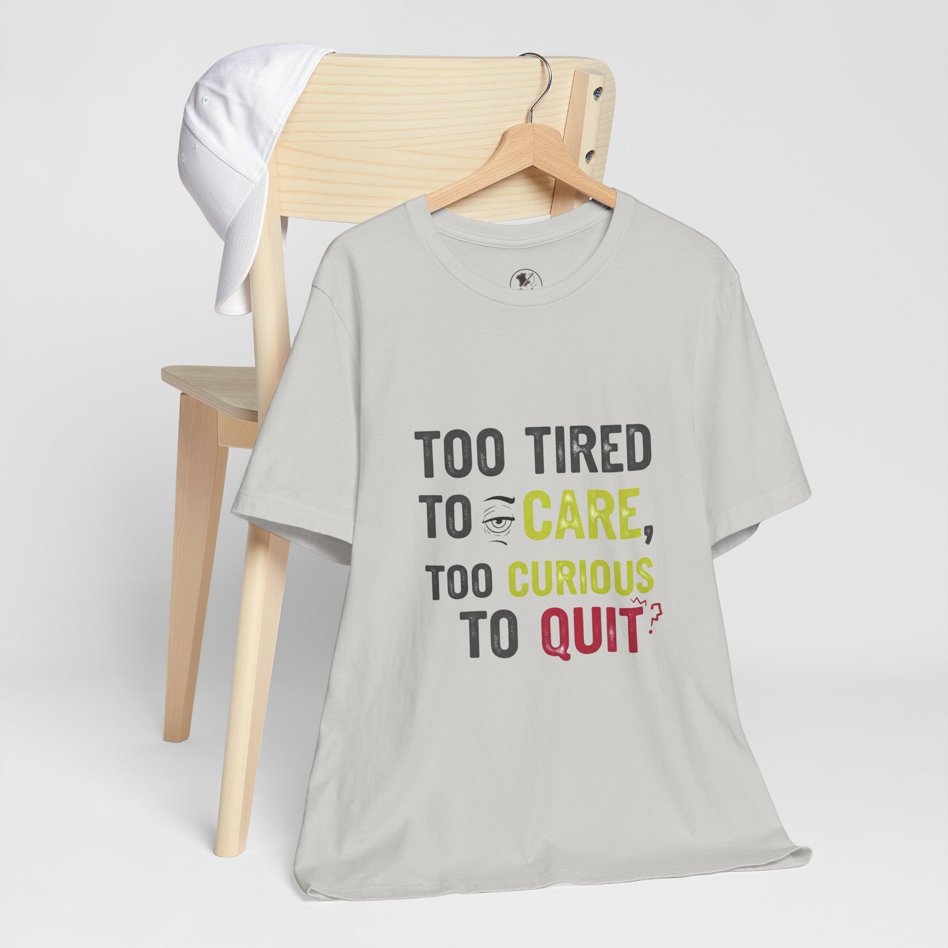 Too Tired to Care Funny Graphic T-Shirt - Unisex Humor Shirt for Casual Wear & Gifting - ArtOm_farm™ LEATHER 