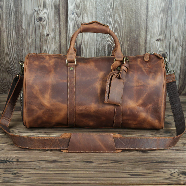 Men's Vintage Leather Travel Bag - Large Capacity Crazy Horse Leather Travel Bag - ArtOm_farm™ LEATHER