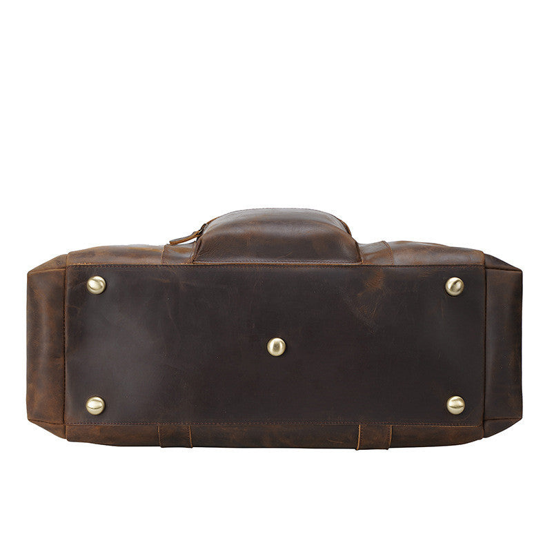 Vintage Leather Tote Bag for Men – Large Capacity Crazy Horse Travel Tote - ArtOm_farm™ LEATHER
