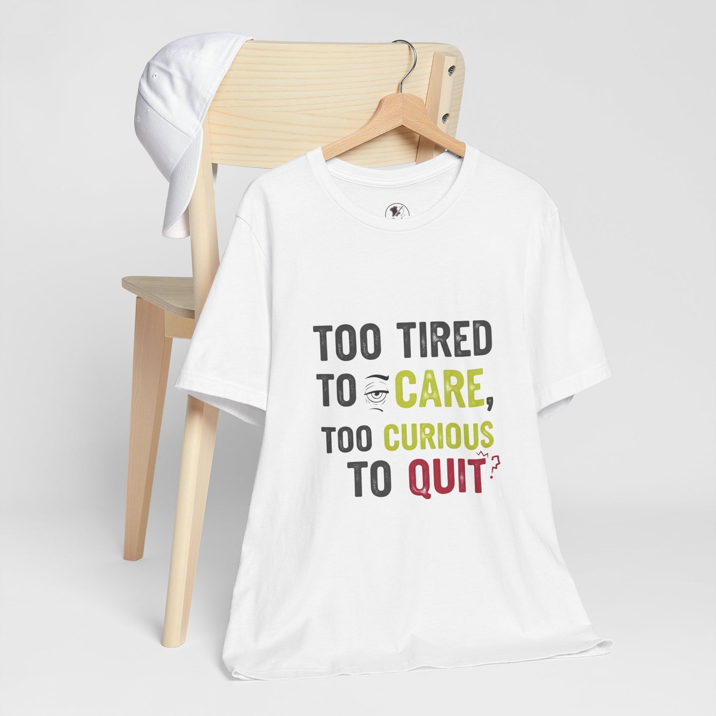 Too Tired to Care Funny Graphic T-Shirt - Unisex Humor Shirt for Casual Wear & Gifting - ArtOm_farm™ LEATHER