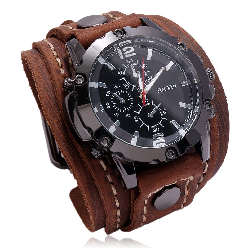 Vintage Hand Stitched Leather Watch - Timeless Craftsmanship in a Vintage Leather Watch - ArtOm_farm™ LEATHER 