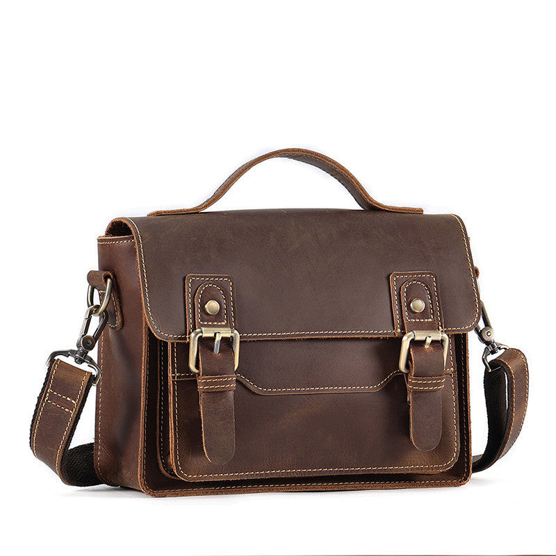 Crazy Horse Leather Shoulder Bag - Casual Retro Design - ArtOm_farm™ LEATHER