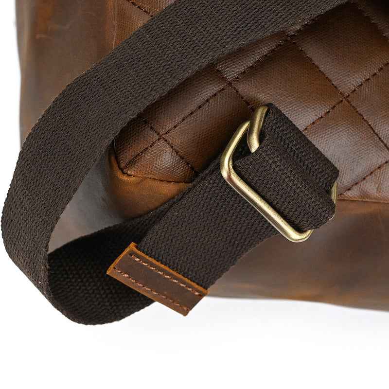 Men's Retro Leather Backpack in Genuine Crazy Horse Leather for School and Travel