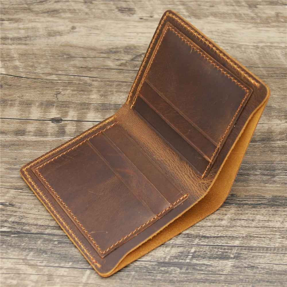 Men's Crazy Horse Leather Wallet Retro Style