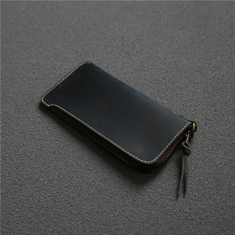 Wallet Top Layer Leather Zipper Wallet with Belt Clip - ArtOm_farm™ LEATHER 