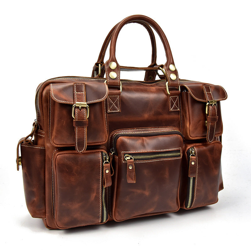 Horse Leather Men's Shoulder Bag - Stylish Leather Laptop Briefcase for Everyday Use - ArtOm_farm™ LEATHER 