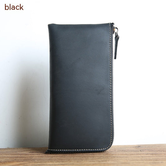 Men's Genuine Leather Wallet Crazy Horse Skin Ultra Thin Handmade Mini Change Wrap Coat Cowhide - ArtOm_farm™ LEATHER 