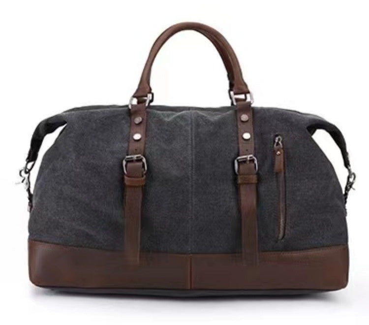 Canvas Leather Travel Messenger Bag - Large Capacity Crazy Horse Leather Casual Shoulder Bag for Traveling - ArtOm_farm™ LEATHER 