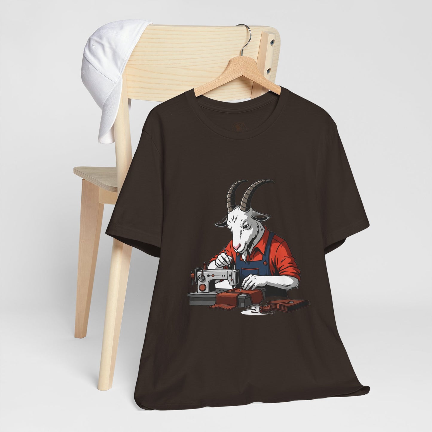Creative Goat Tailor Tee - Funny Graphic Shirt for Crafters and Art Lovers, Unique Gift for Casual Wear - ArtOm_farm™ LEATHER 