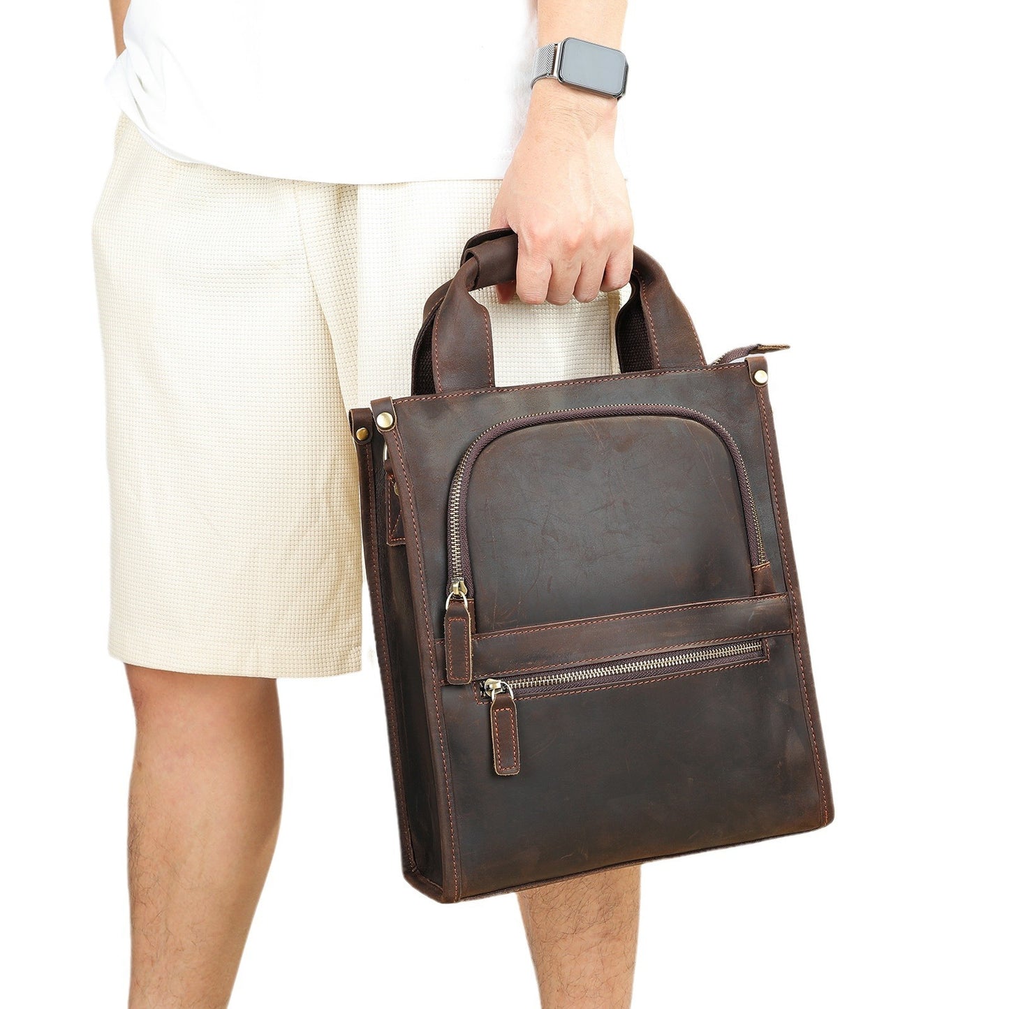 Genuine Leather Backpack - High-Grade Crazy Horse Leather Crossbody Bag - ArtOm_farm™ LEATHER