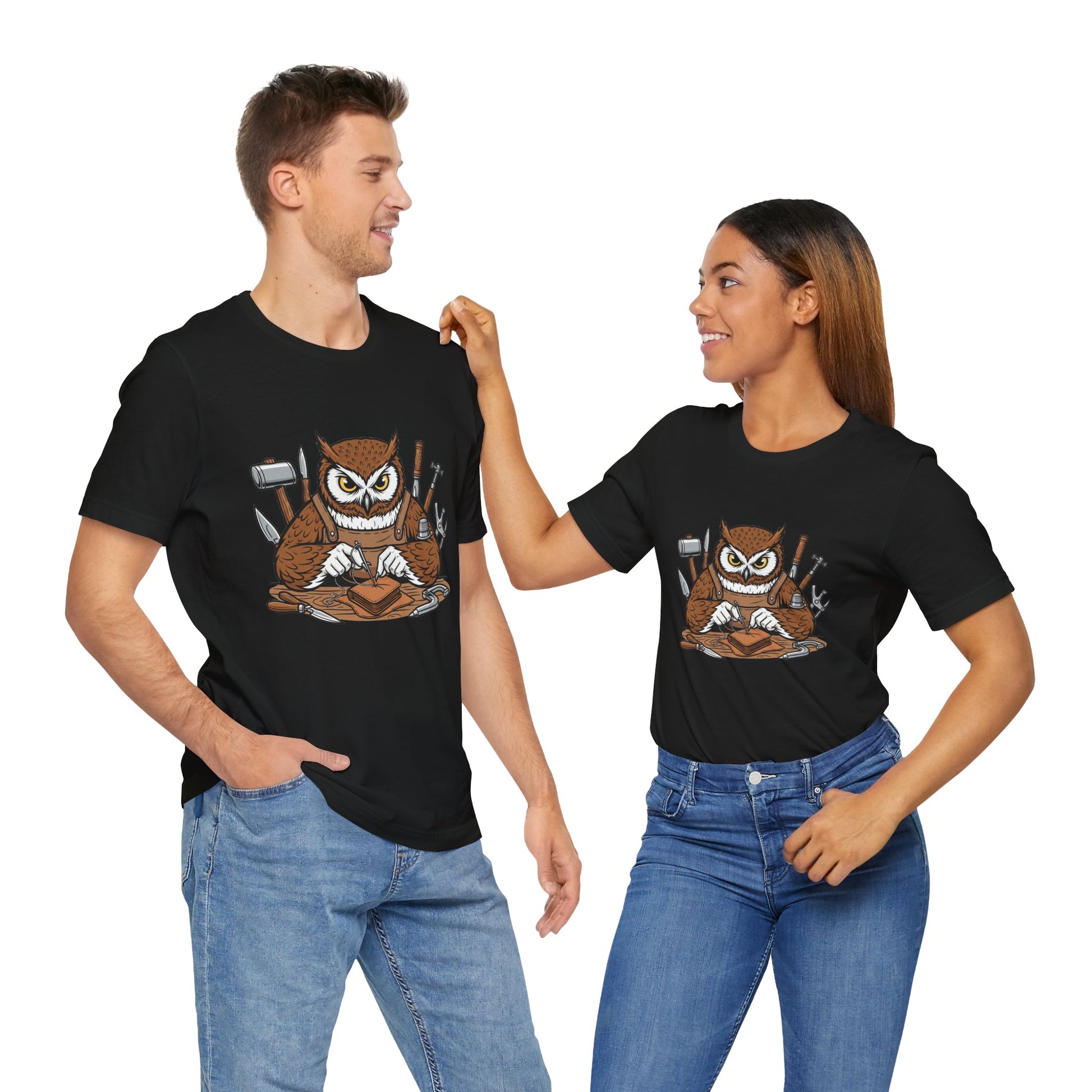 Owl Artisan Tee - Perfect Gift for Craft Lovers and Nature Enthusiasts, Handmade Casual Wear - ArtOm_farm™ LEATHER 
