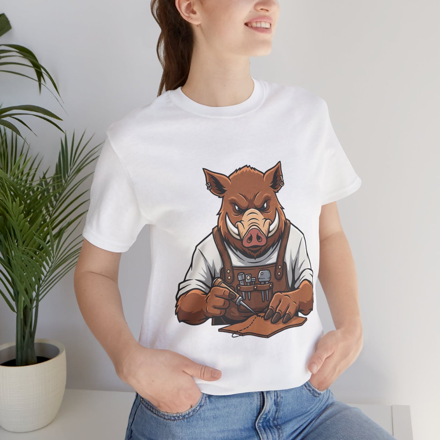 Crafty Pig Graphic Shirt - Fun Unisex Tee for Animal Lovers, Casual Birthday Apparel, and Funny Gift - ArtOm_farm™ LEATHER