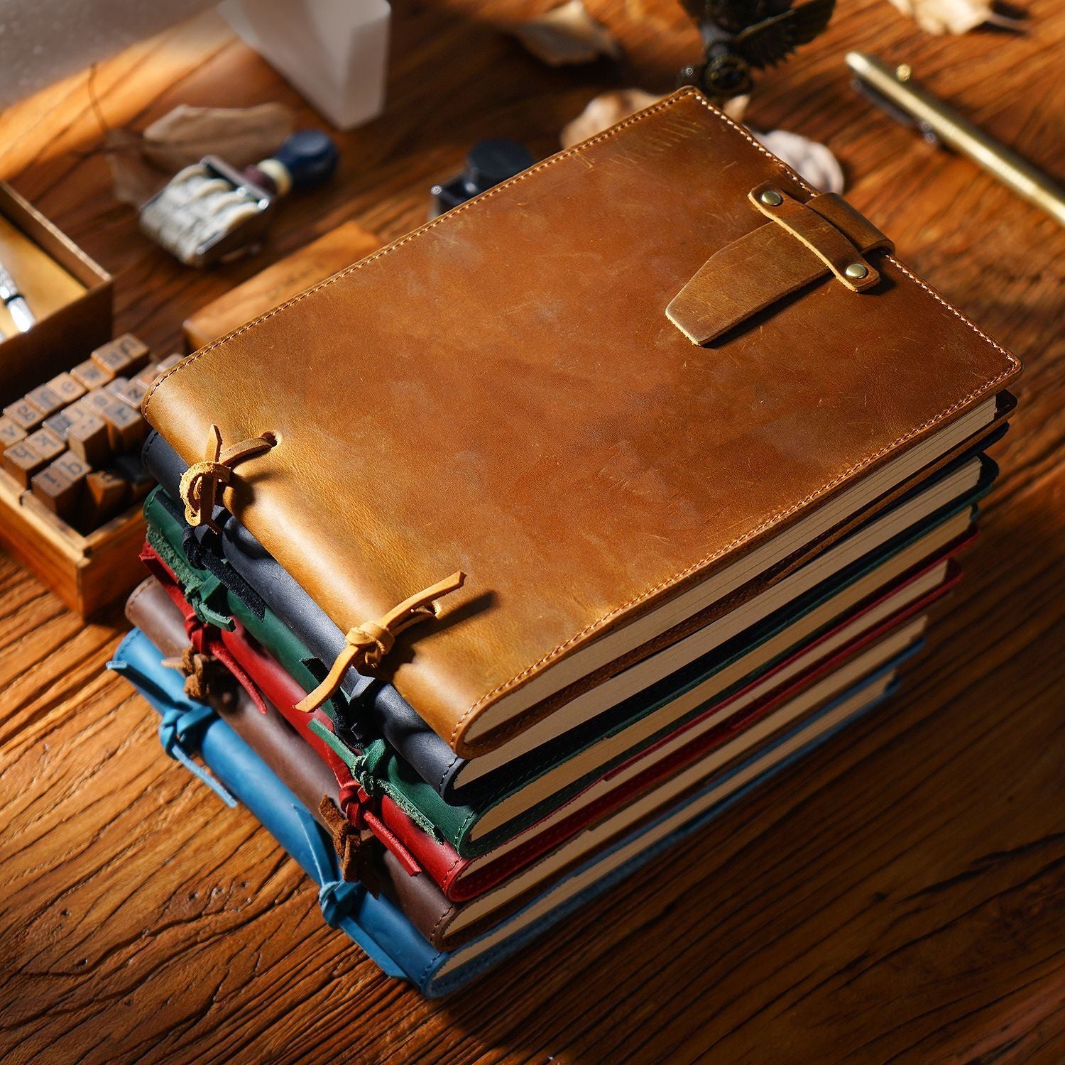 Vintage Leather Handmade Notebook - Genuine Leather Rope Bound Journal for Notes and Painting - ArtOm_farm™ LEATHER 