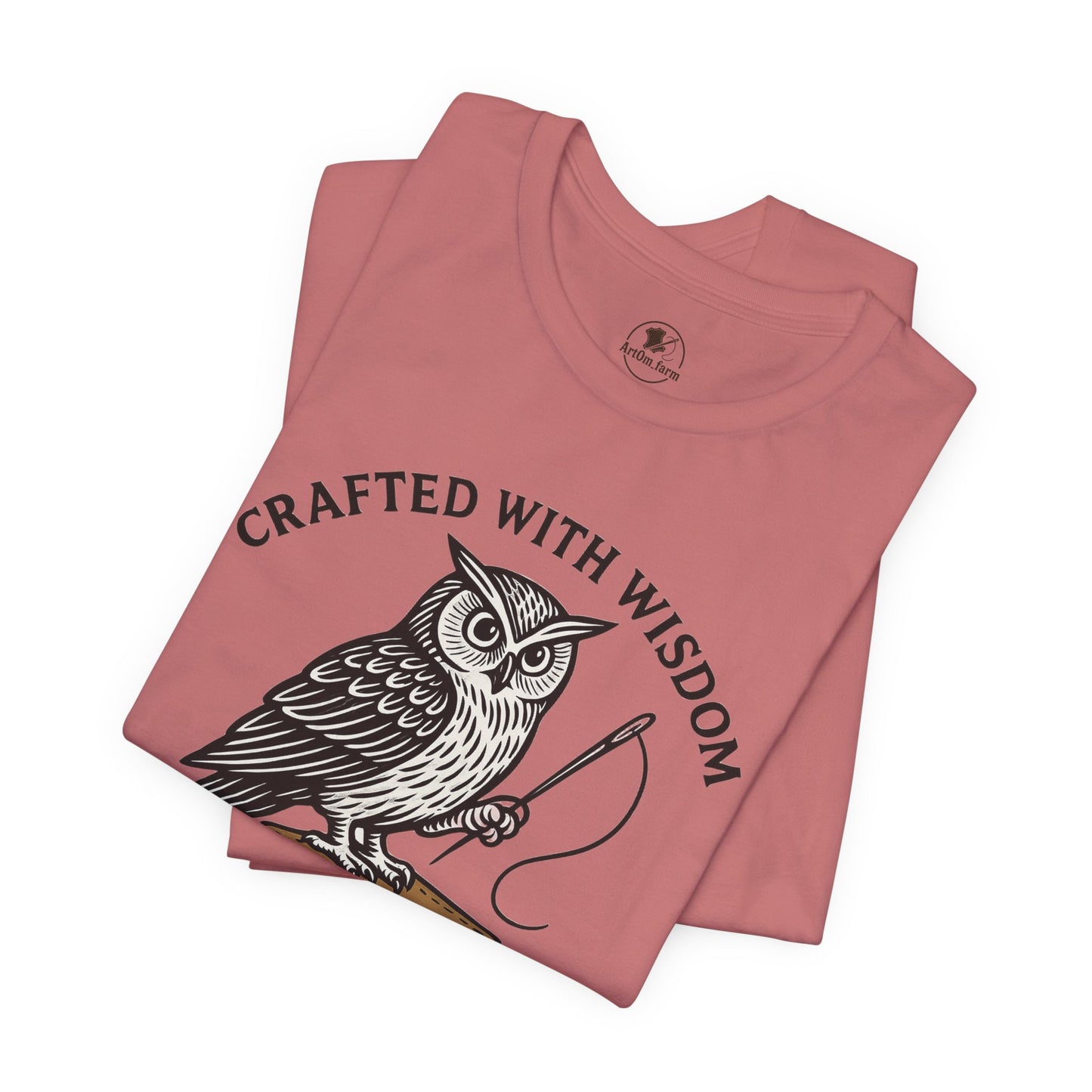 Wise Owl Unisex Tee - Unique Animal Design, Eco-Friendly Apparel for Crafters and Style Enthusiasts - ArtOm_farm™ LEATHER 