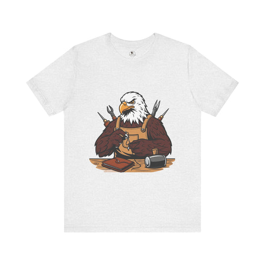 Crafty Eagle DIY Shirt - Unisex Tee for Crafters, Eagle Graphic Design, Gift for Men and Women - ArtOm_farm™ LEATHER