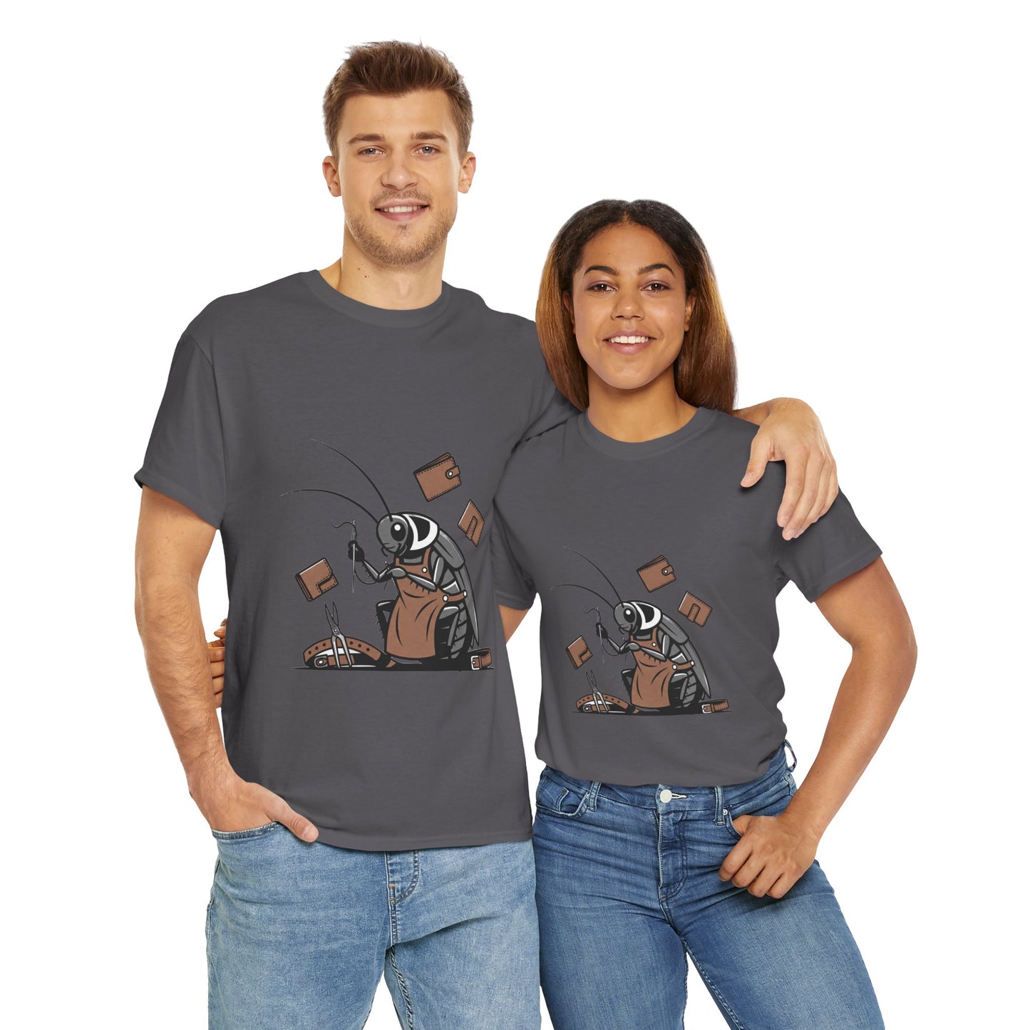 Cockroach Baker Unisex Heavy Cotton Tee - Funny Graphic Tee for Animal Lovers, Perfect Gift for Home Cooks - ArtOm_farm™ LEATHER 