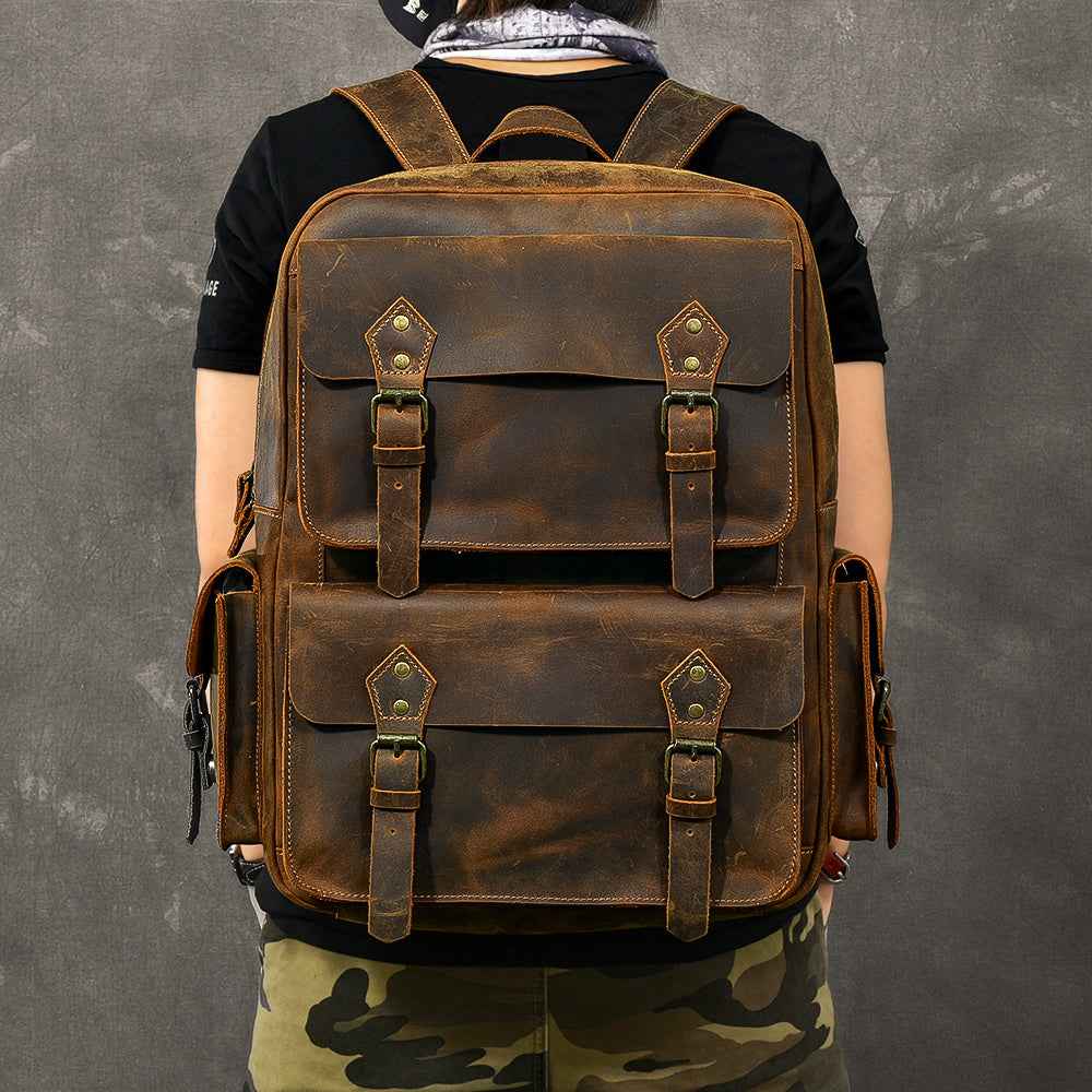 Crazy Horse Leather Backpack - The Ultimate Durable and Stylish Travel Companion - ArtOm_farm™ LEATHER