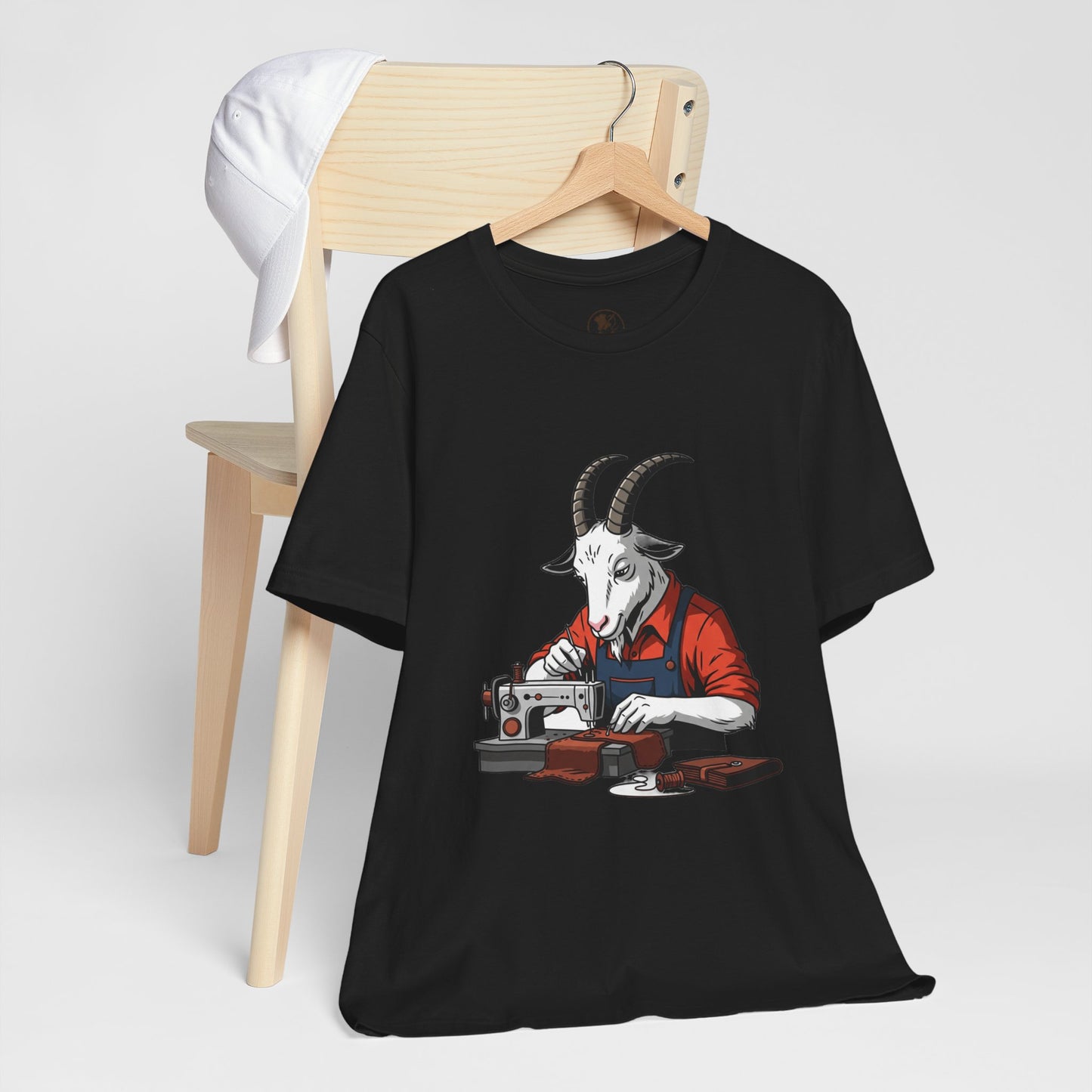 Creative Goat Tailor Tee - Funny Graphic Shirt for Crafters and Art Lovers, Unique Gift for Casual Wear - ArtOm_farm™ LEATHER 