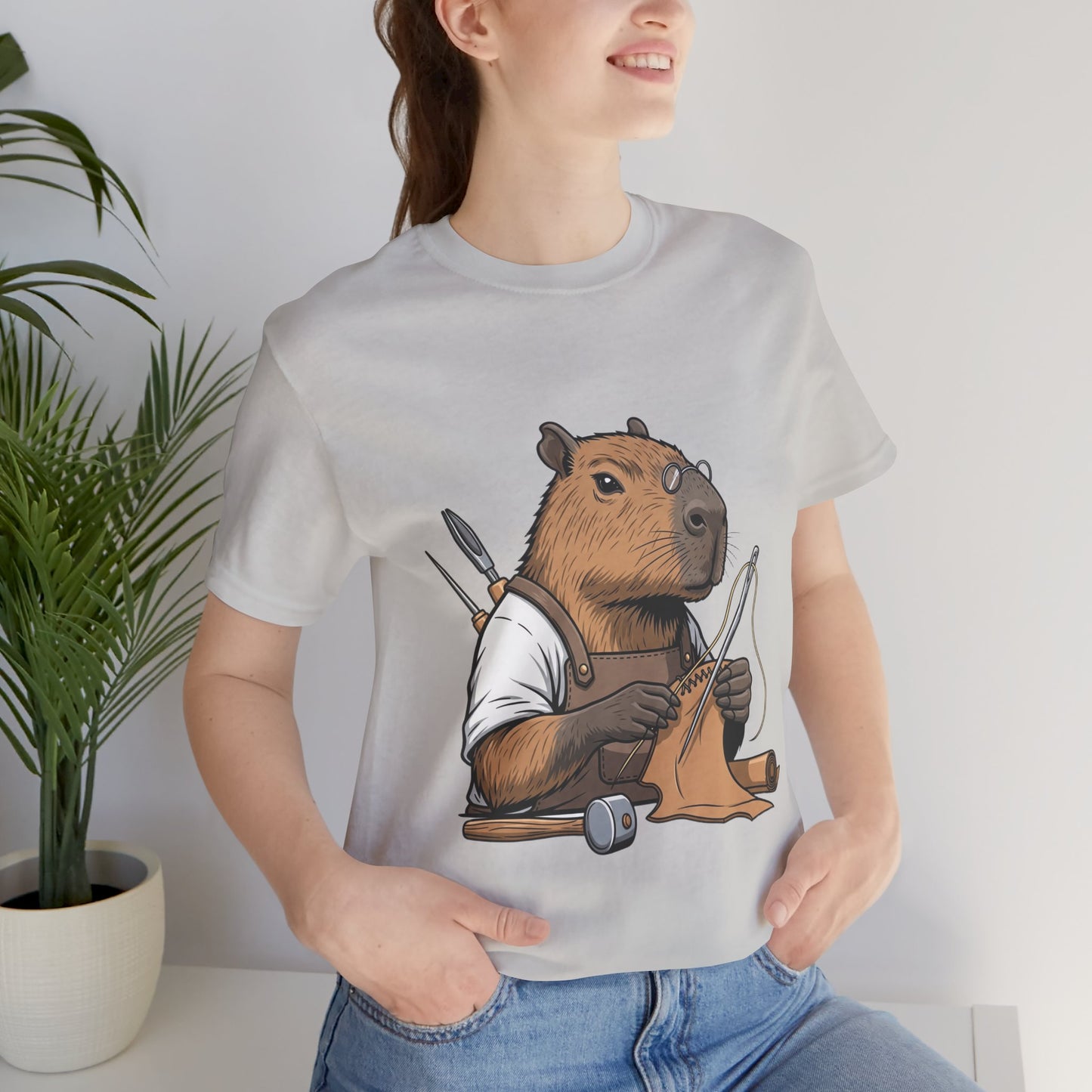 Crafty Beaver T-Shirt - Cute Animal Graphic Tee for Nature Lovers, Eco-Friendly Casual Wear - ArtOm_farm™ LEATHER 