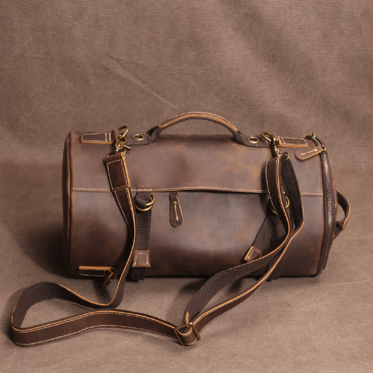 Crazy Horse Leather Backpack for Men - Genuine Large Capacity Leather Bag - ArtOm_farm™ LEATHER 