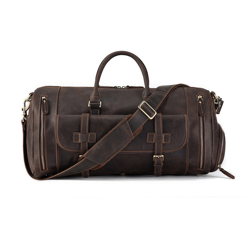 Crazy Horse Leather Travel Bag - Large Capacity and Durability - ArtOm_farm™ LEATHER 
