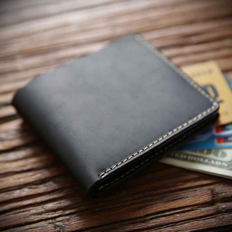 Vintage Crazy Horse Leather Wallet - Stylish Short Wallet for Classic Aesthetics - ArtOm_farm™ LEATHER