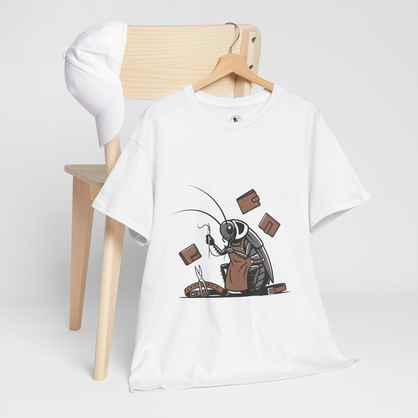 Cockroach Baker Unisex Heavy Cotton Tee - Funny Graphic Tee for Animal Lovers and Home Cooks, Unique Gift Idea - ArtOm_farm™ LEATHER