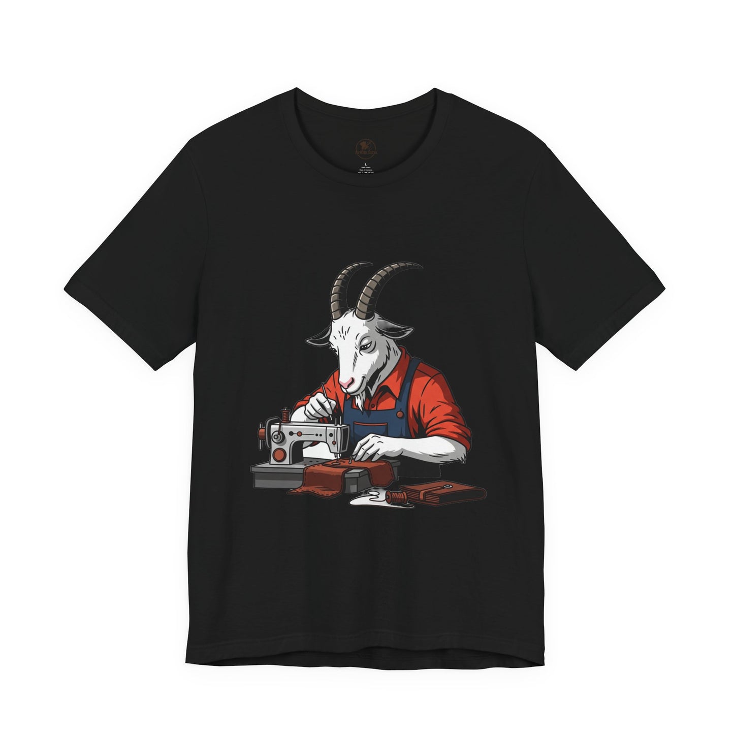 Creative Goat Tailor Tee - Funny Graphic Shirt for Crafters and Art Lovers, Unique Gift for Casual Wear - ArtOm_farm™ LEATHER 
