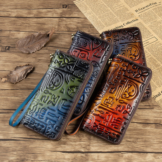 Women's Vintage Leather Wallet - Casual Chic Style - ArtOm_farm™ LEATHER 
