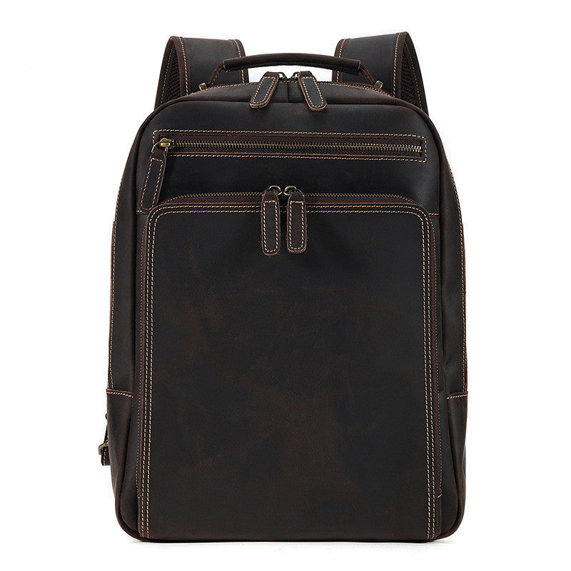 Men's Crazy Horse Leather Backpack - Large Capacity Durable Design - ArtOm_farm™ LEATHER 