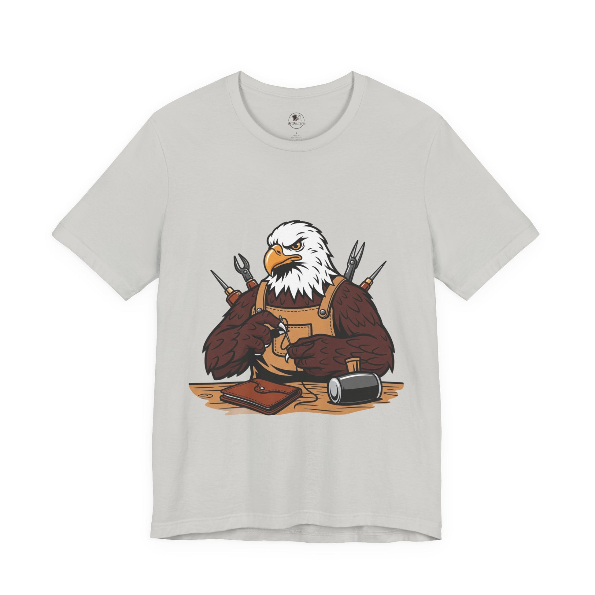 Crafty Eagle DIY Shirt - Unisex Tee for Crafters, Eagle Graphic Design, Gift for Men and Women - ArtOm_farm™ LEATHER 