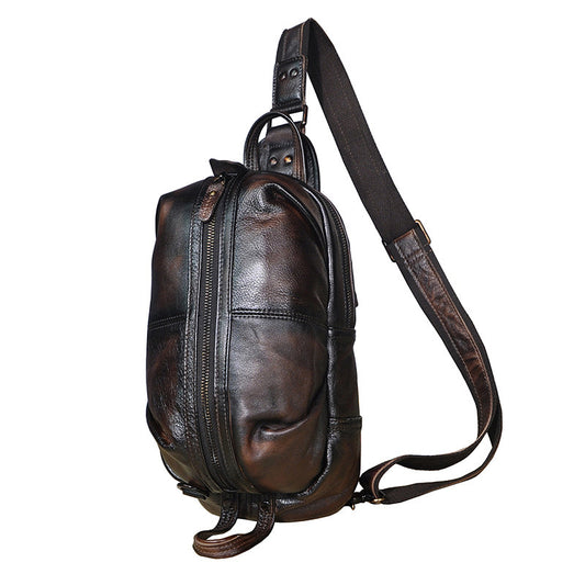 Crazy Horse Leather Messenger Bag - Vintage Men's Top Layer Messenger Bag - ArtOm_farm™ LEATHER
